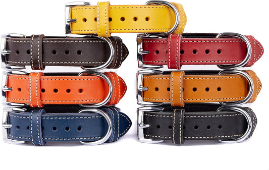 TORRUNA Soft Leather Dog Collar | Dog Collars for Small, Medium and Large Dogs | Durable Heavy Duty Dog Collars