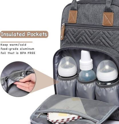 Diaper Bag Backpack, iniuniu Large Baby Bags with Diaper Pouch, Washable Changing Pad, Pacifier Case and Stroller Straps