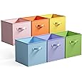 ShellKingdom Storage Bins, Foldable Fabric Storage Cubes And Cloth Organizer Drawer For Closet And Toys, 6 Pack (Lavender+Light Blue+Pink)