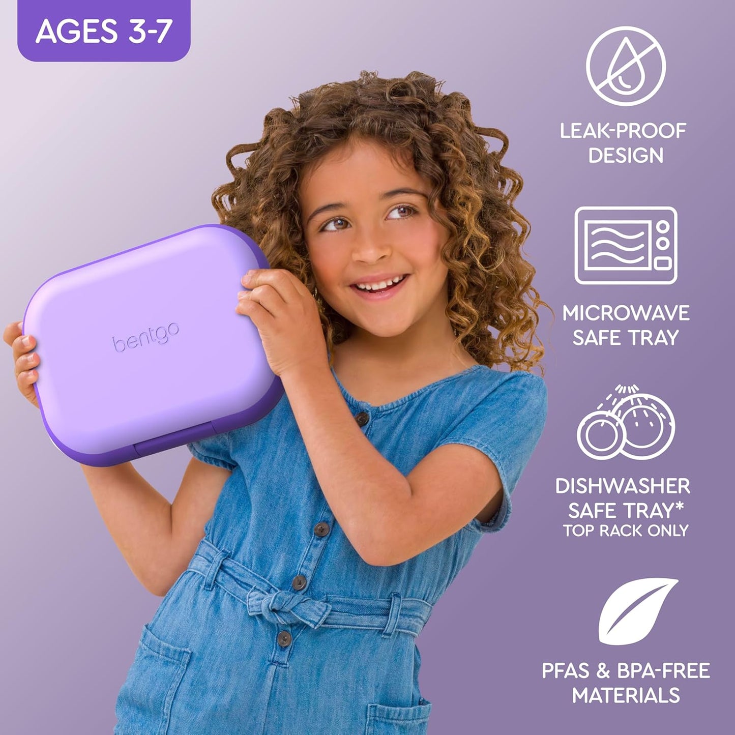 Bentgo Chill Kids Leak-Proof Lunch Box - 4-Compartment Bento Box with Built-In Ice Pack, 3.3 Cup Capacity, PFAS & BPA-Free, Microwave & Dishwasher Safe, Ideal Size for Ages 3 to 7 (Aqua)
