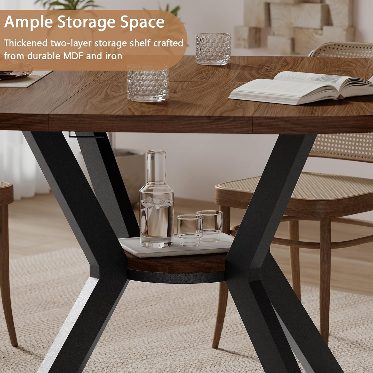 Extendable Round Dining Table to Oval | MECHYIN