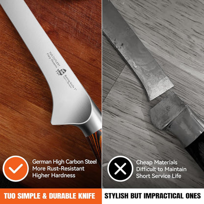 TUO Boning Knife - Razor Sharp Fillet Knife - High Carbon German Stainless Steel Kitchen Cutlery - Pakkawood Handle - Luxurious Gift Box Included - 7 inch - Fiery Phoenix Series