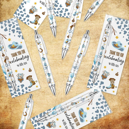 Lebsitey 50 Sets Pen Baby Shower Favors Gifts for Guests Includes 50 Rolling Paper Ballpoint Pens and 50 Greeting Thank You Bookmarks Baby Shower Party Favors (Safari)