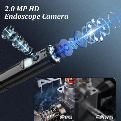 Endoscope Camera with Light, Ennovor 1920P HD, Endoscope Inspection with 8 Adjustable LED Lights, Borescope with Flexible Rigid Snake Camera, IP67 Waterproof and No WiFi Required, for Android iOS