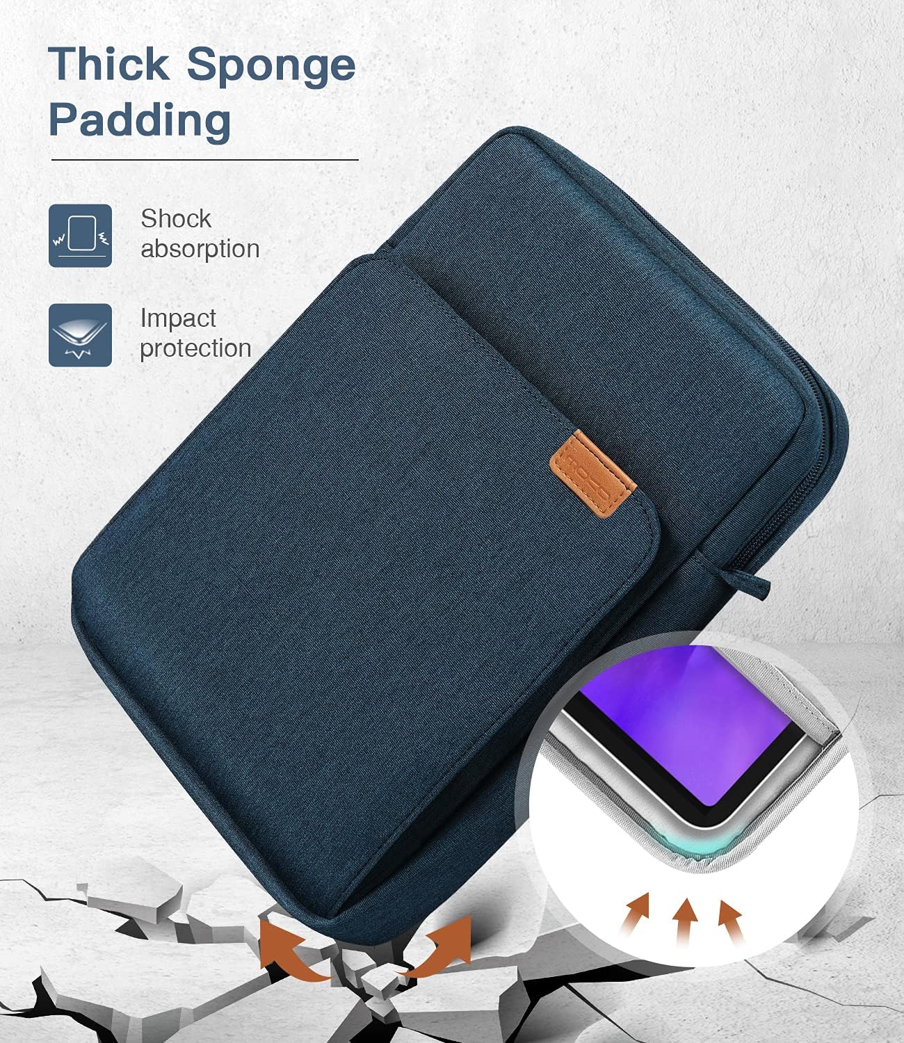 MoKo 13.3-14 Inch Laptop Sleeve Bag Fits MacBook Pro M3/M2 14" 2023, MacBook Pro 13" M2, New MacBook Air 13.6" M3/M2 2024/2022,Tab S8 Ultra 14.6",Handle Carrying Case with Shoulder Strap, Black & Gray - PuriLite