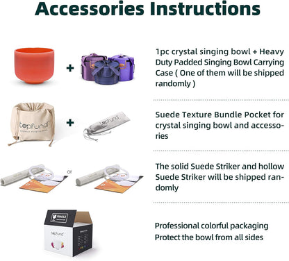 TOPFUND F Note Crystal Singing Bowl Heart Chakra 8 inch with Heavy Duty Carrying Case and Suede Striker