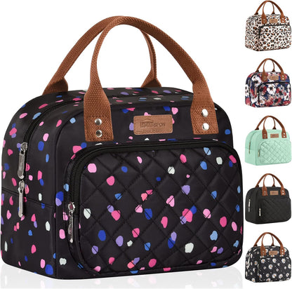 HOMESPON Lunch Bag for Woman Man Adults with Front Pocket Insulated Lunch Tote Lunch Box Container for Work Picnic or Travel(Black)