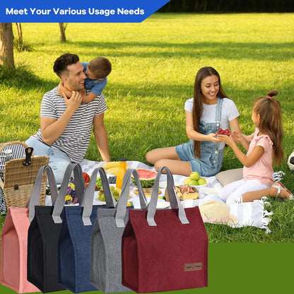 Lunch Bags for Women Men, Reusable Insulated Leakproof Lunch Box Bag for Adult Kids, Small Cooler Bag for Work School Picnic Travel (Black)