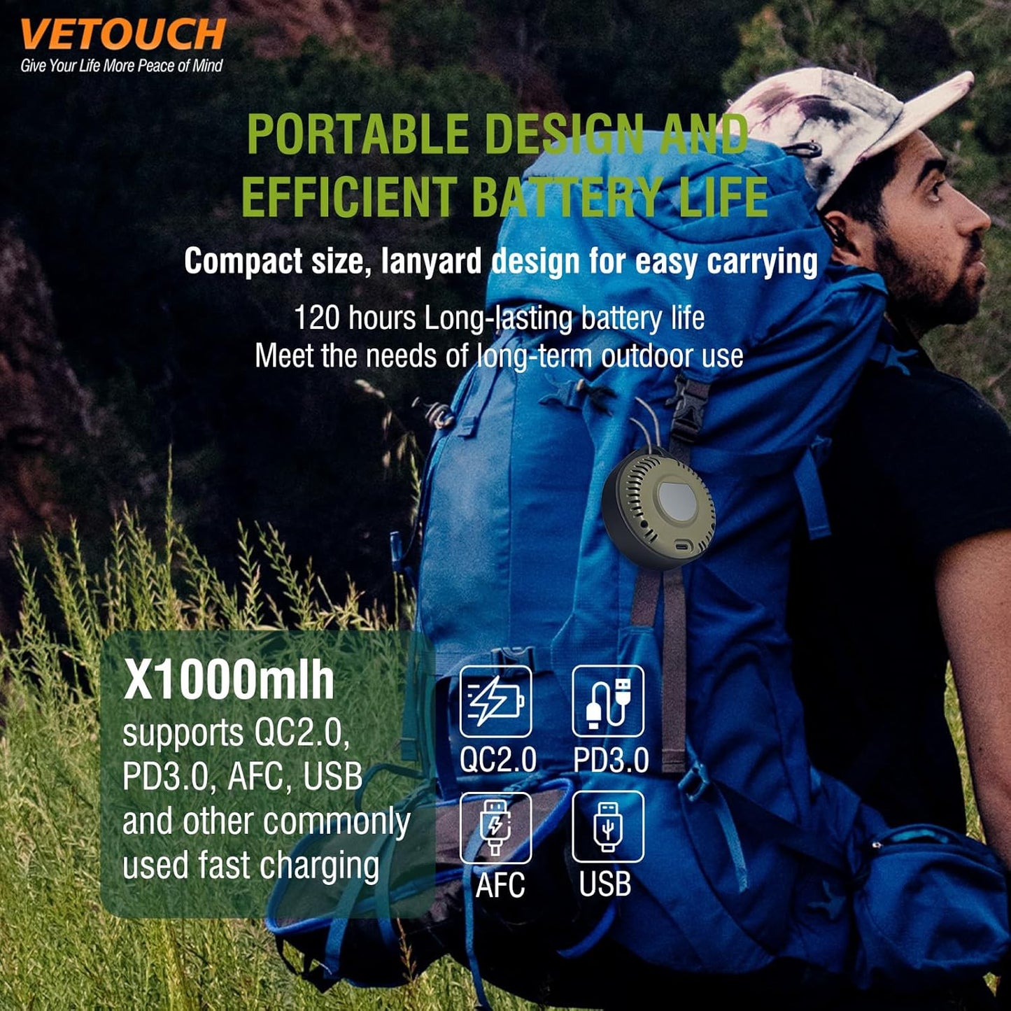 Portable Carbon Monoxide Detector, 3 in 1 CO/Temperature/Air Humidity MeterDetector with Round HD LCD Display, Portable CO Detector for Home, Camping and Travel