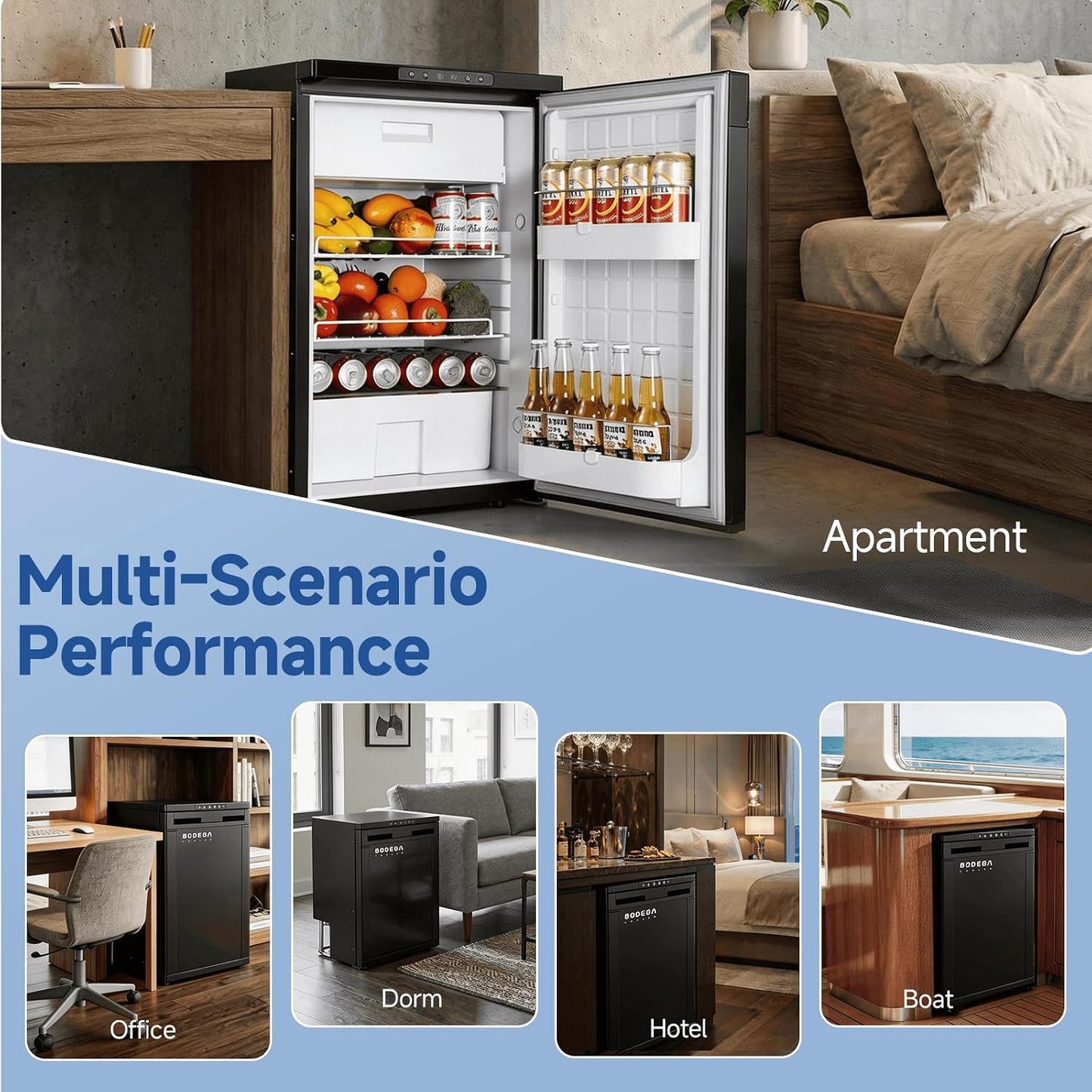 BODEGACOOLER 12V Fridge, RV Refrigerator, 12 Volt Fridge Freezer 83L, 2.9 Cu.Ft Dual Zone Car Refrigerator with Reversible Door,Lock, -4 to 46℉ APP Control Electric Cooler for Travel Outdoor Camping