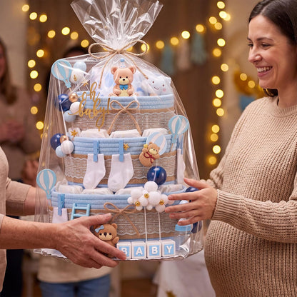 Sosation Baby Shower Empty Gift Basket Set Kit for Baby Diaper Cake