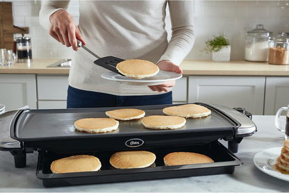 Oster DiamondForce Nonstick Electric Griddle, Breakfast & Pancake Griddle w/Warming Tray, Easy Food Release & Superior Nonstick Performance, 10 x 20 inch