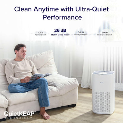 LEVOIT Air Purifiers with Washable Filters for Large Room Bedroom Home, Smart WiFi Air Quality Monitor, HEPA Sleep Mode and Auto Mode, Removes Pet Hairs, Allergies, Pollen, Smoke, Dust, Vital100S