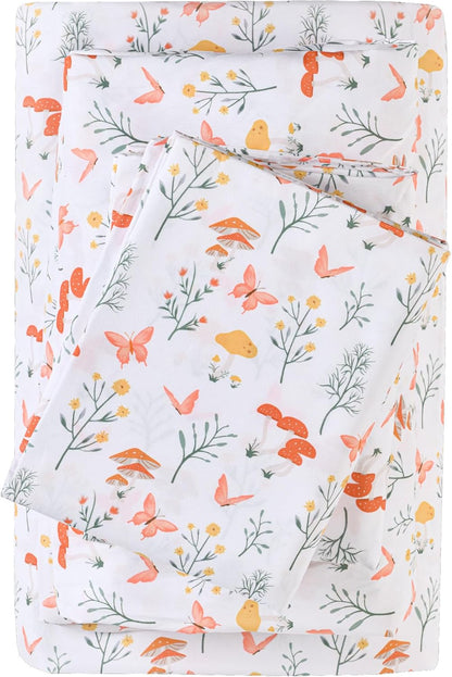 Viviland Floral Queen Sheet Set - 4 Piece Vintage Pink & Yellow Flower Patterned Bed Sheets - Soft, Breathable Microfiber Sheets with Deep Pocket, Non-Slip Fitted Sheets & Pillowcases