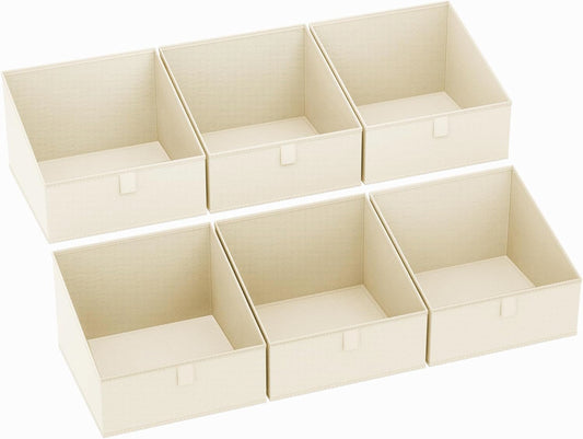 DIMJ Closet Storage Bins - 6 Pack Foldable Storage Baskets Box Fabric Storage Cubes Storage Organization Trapezoid Storage Bin (Arrow Grey)