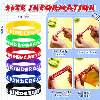 Simgoing 60 Pcs Kindergarten Here I Come Rubber Bracelets Kindergarten Here I Come Party Wristbands Supplies Colored Silicone Bracelets