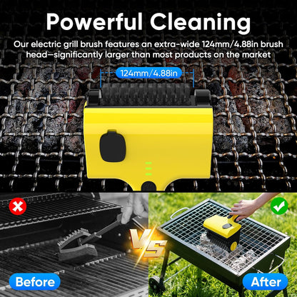2 in 1 Electric Grill Brush, Cordless Electric Grill Cleaner for Outdoor Grill, 360° Rotating Cleaner Brush Head, Rechargeable Heavy Duty BBQ Grill Brush, IPX7 Waterproof