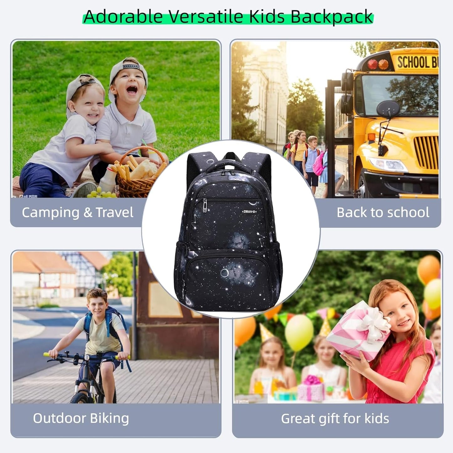 Kids Backpack for Boys Girls Nylon Elementary School Bags Durable Children Bookbags Casual Travel Back Pack