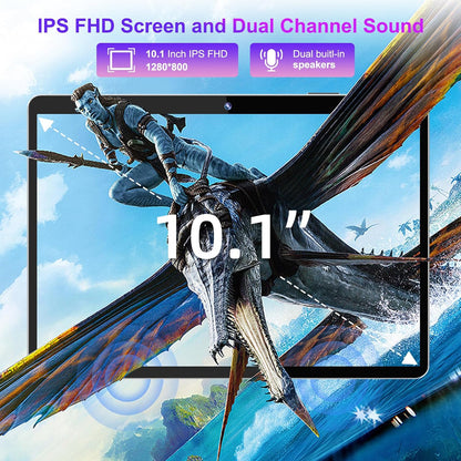 Android 12 Tablet with 10.1 Inch 1280 * 800 IPS Srceen, 2GB RAM 64GB ROM Tablet, Octa-Core 1.6GHz Processor, 5MP+2MP Dual Camera, 5000mAh, WiFi, Bluetooth 5.0, GPS, 256GB Expansion