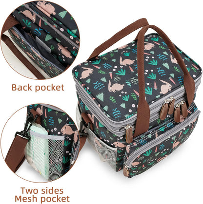 Lunch Bag Women Insulated Lunch Box for Work, Purple Expandable Large Lunch Bags, Leakproof Double Deck Lunch Box Cooler Bag（Purple）
