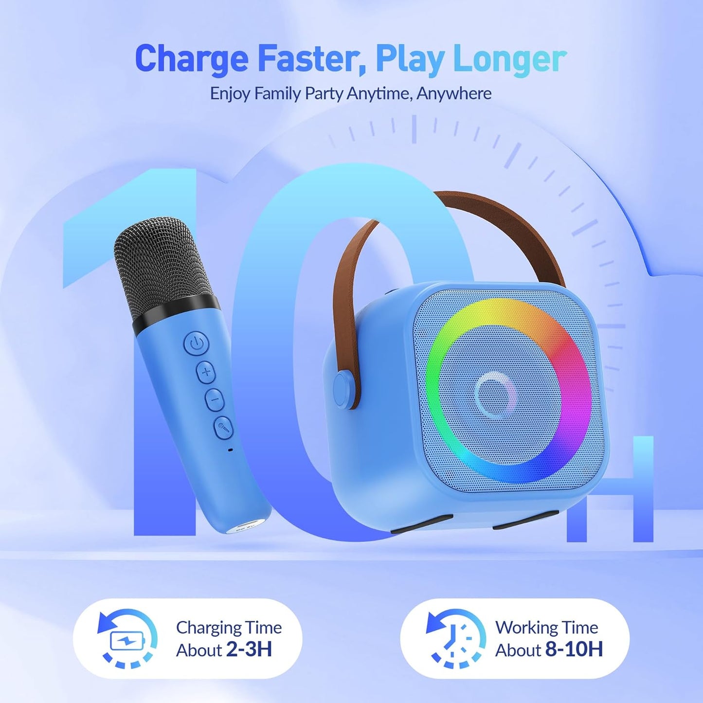 Mini Karaoke Machine for Kids Adults：Portable Bluetooth Karaoke Speaker with 2 Wireless Microphones and Lights for Home Party, Christmas Birthday Gifts for 4-12+ Years Old Girls Boys(Yellow)