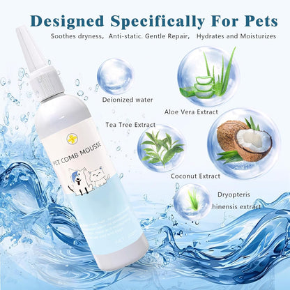 Cat Steam Brush for Dogs & Cats – 3-in-1 Pet Deshedding Tool for Long & Short Haired Pets, Grooming Shedding Brush-Contains shampoo