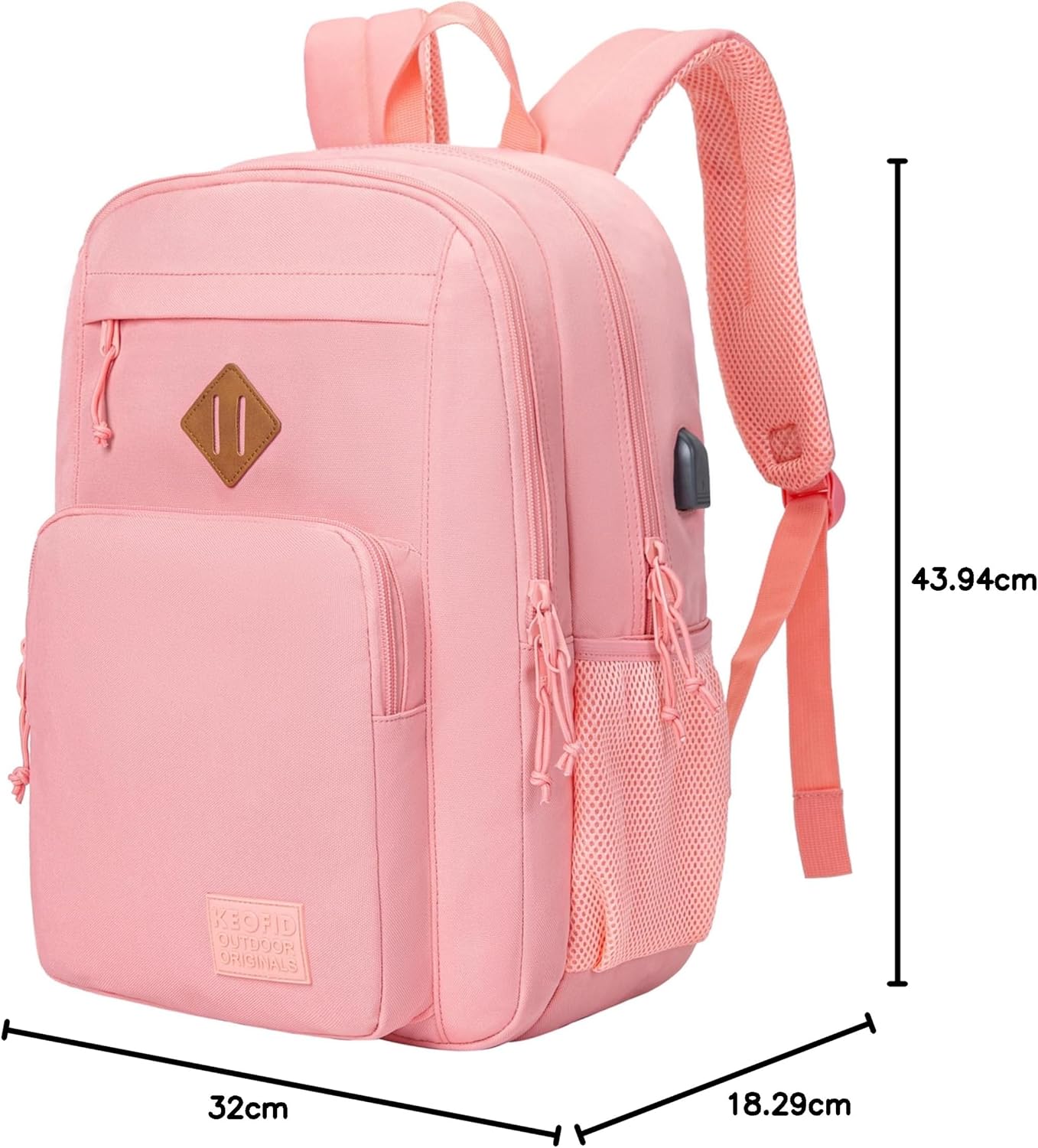 KEOFID classic carry-on travel backpack for men and women, Anti theft laptop backpack with USB charging port, large backpack for college(dark black）