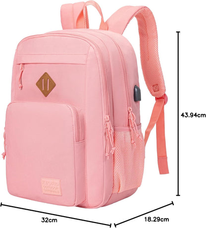 KEOFID classic carry-on travel backpack for men and women, Anti theft laptop backpack with USB charging port, large backpack for college(dark black）