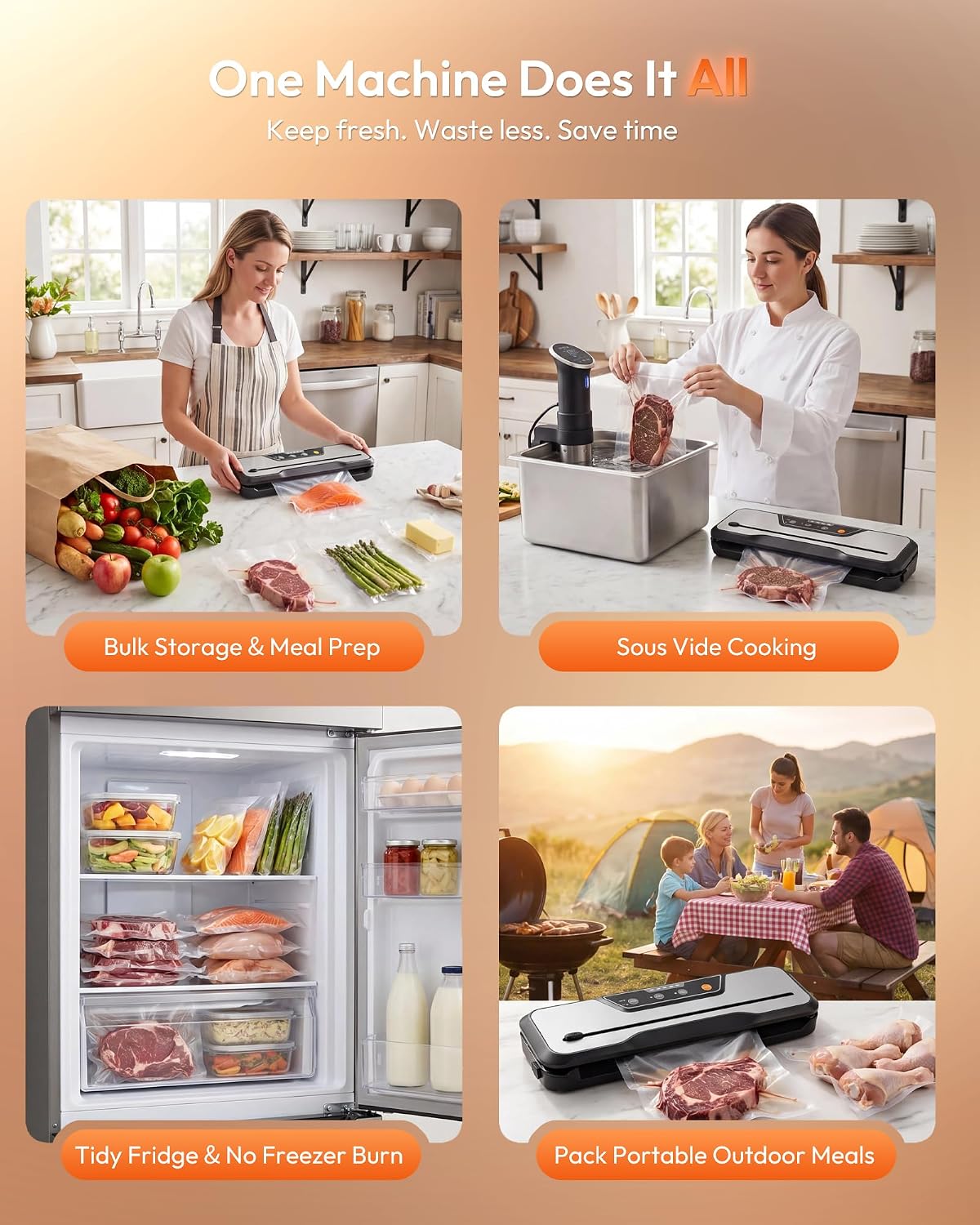Toprime Automatic Vacuum Sealer Machine, 80kPa Powerful Food Sealer Built-in Cutter with Sealing Bag and Hose, Vacuum Air Sealing System for Seal a Meal and Sous Vide
