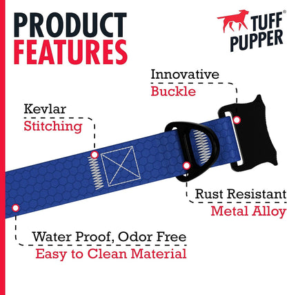 Tuff Pupper Waterproof Action Collar for Dogs | Heavy Duty Water Proof Dog Collar | Tear Proof & Odor Free | Rust-Proof Metal Hardware | Tactical Quick Release Buckle | for Adventurous, Active Dogs