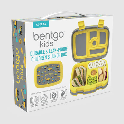 Bentgo Kids Prints Leak-Proof, 5-Compartment Bento-Style Kids Lunch Box - Ideal Portion Sizes for Ages 3-7, Durable, Drop-Proof, Dishwasher Safe, & Made with BPA-Free Materials (Green Rainbow)