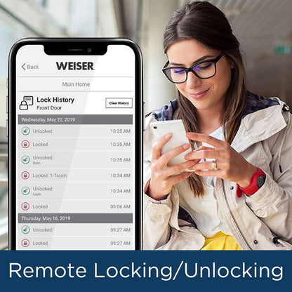 Weiser Halo Matte Black WiFi Smart Lock, Keyless Entry Door Lock, Touchscreen Keypad Door Lock, Amazon Alexa & Google Assistant/Google Home Compatible, Deadbolt Lock, Smart Locks for Entry Door