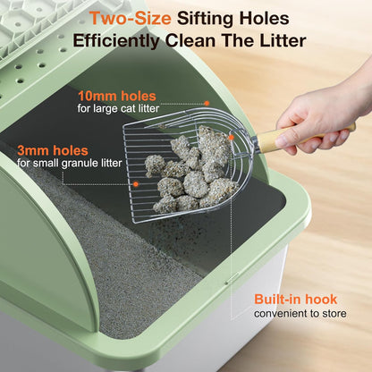 Stainless Steel Litter Box, XXL Large Metal Covered Litter Boxes, Dual Entrance Detachable Cat Litter Box with Lid, 16.6'' High Wall Urine Leak Prevention with Cat Litter Scoop (Gray)