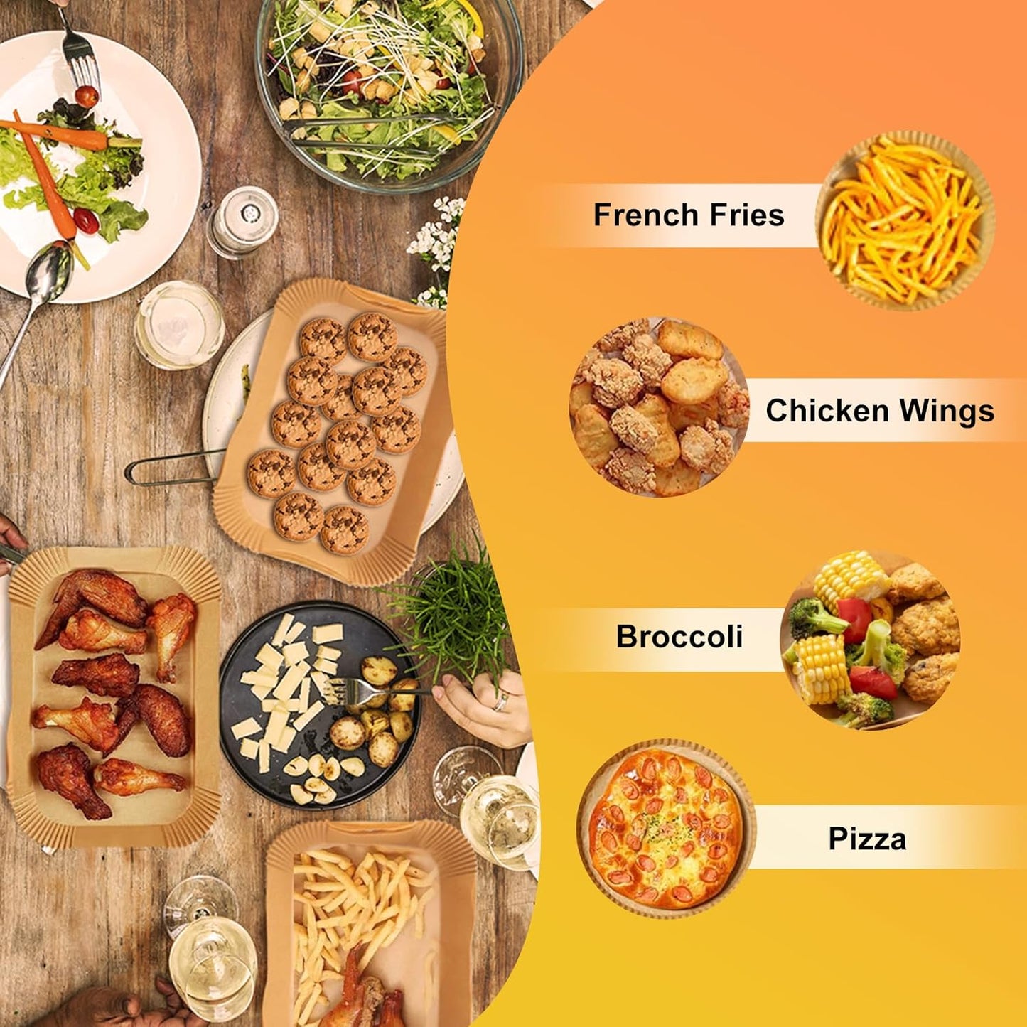 Air Fryer Liners,100Pcs 8.6" Square Air Fryer Parchment Paper Liners for 3 to 8 QT Baskets, Non-Stick & Oil Proof and Food Grade Baking Alternative to Foil for Easy Cleanup