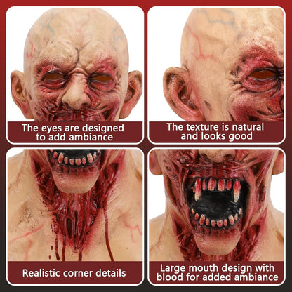 Scary Halloween Vampire Zombie Mask Bloody Biochemical Monster Mask Walking Dead Demon Headgear Cosplay Props