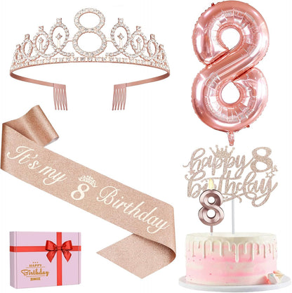 65th Birthday Decorations for Women, Including 65th Birthday Sash and Crown, Cake Topper and Candles, Number Balloons Rose Gold, 65 Year Old Gifts for Women