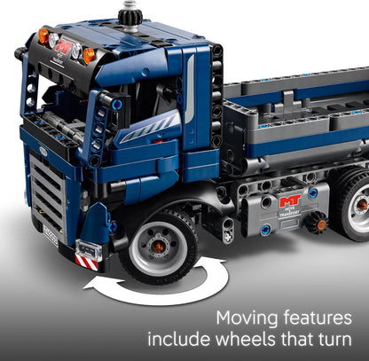 Tipping Dump Truck Building Toy | Construction Truck Model Kit | Engineering Vehicle Playset | Interlocking Building Blocks | Kids Construction Toy - PuriLite