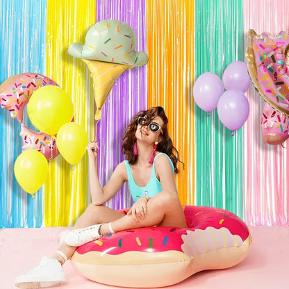 BRAVESHINE Pink Glitter Tinsel Foil Fringe Curtain - 2 Pcs 3.2x8.2 ft Metallic Party Supplies Photo Backdrop for Girl Princess Birthday Unicorn Bachelorette Butterfly Bridal Shower Party Decorations