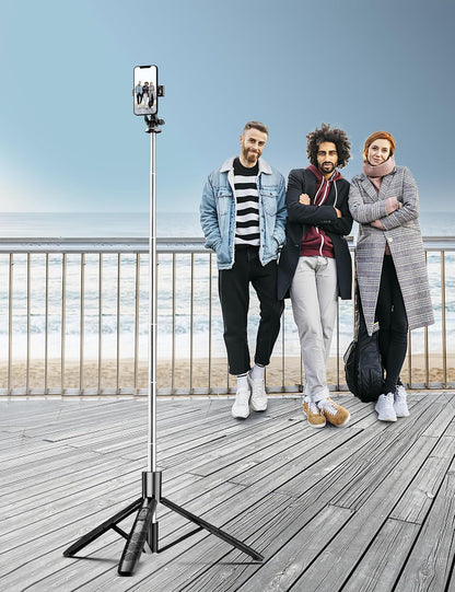 71" Phone Tripod & Selfie Stick, All in One Extendable Cell Phone Tripod with Wireless Remote, Travel Tripods Stand for iPhone 360° Rotation Compatible with iPhone Android Phone, Camera