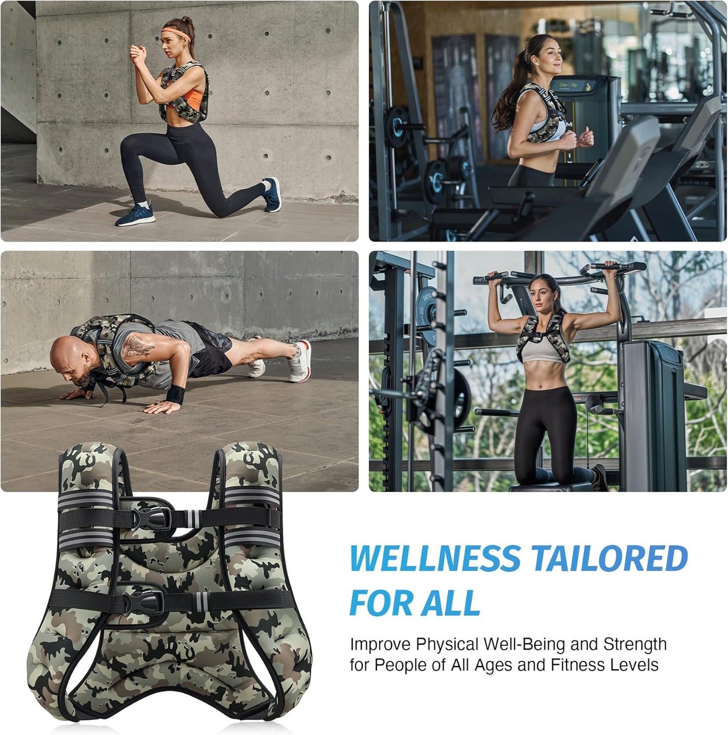 ZELUS Weighted Vest, 6lb/8lb/12lb/16lb/20lb/25lb/30lb Weight Vest with Reflective Stripe for Workout, Strength Training, Running, Fitness, Muscle Building, Weight Loss, Weightlifting