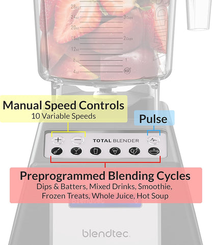 Blendtec Total Classic Original Blender and 75 oz FourSide Blender Jar - Kitchen Blender Bundle - Red