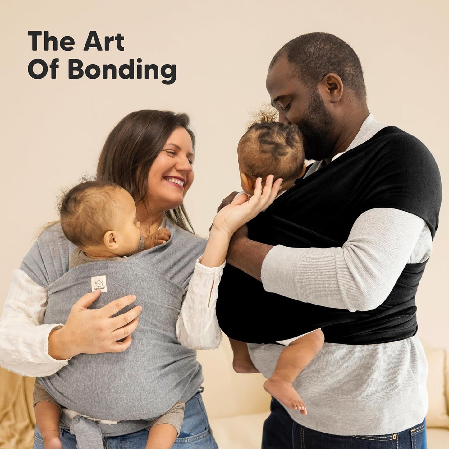 KeaBabies Baby Wrap Carrier - All in 1 Original Baby Carrier Newborn To Toddler Sling, Easy to Wear, Hands Free Bonding, Lightweight, Breathable Infant Wraps (Trendy Black)