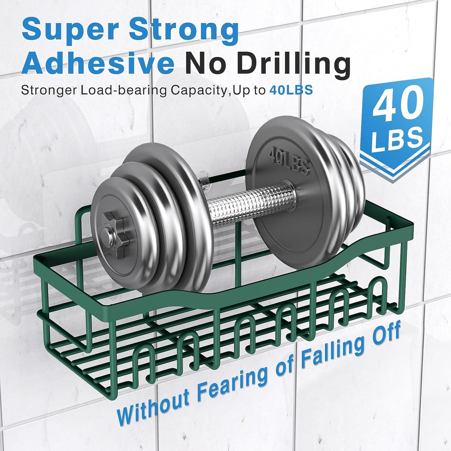 EUDELE 5-Pack Rustproof Stainless Steel Shower Caddy – No Drill Adhesive Bathroom Organizer with Large Capacity, Spacious Shower Shelves for Inside Shower, Kitchen & Home Decor Storage