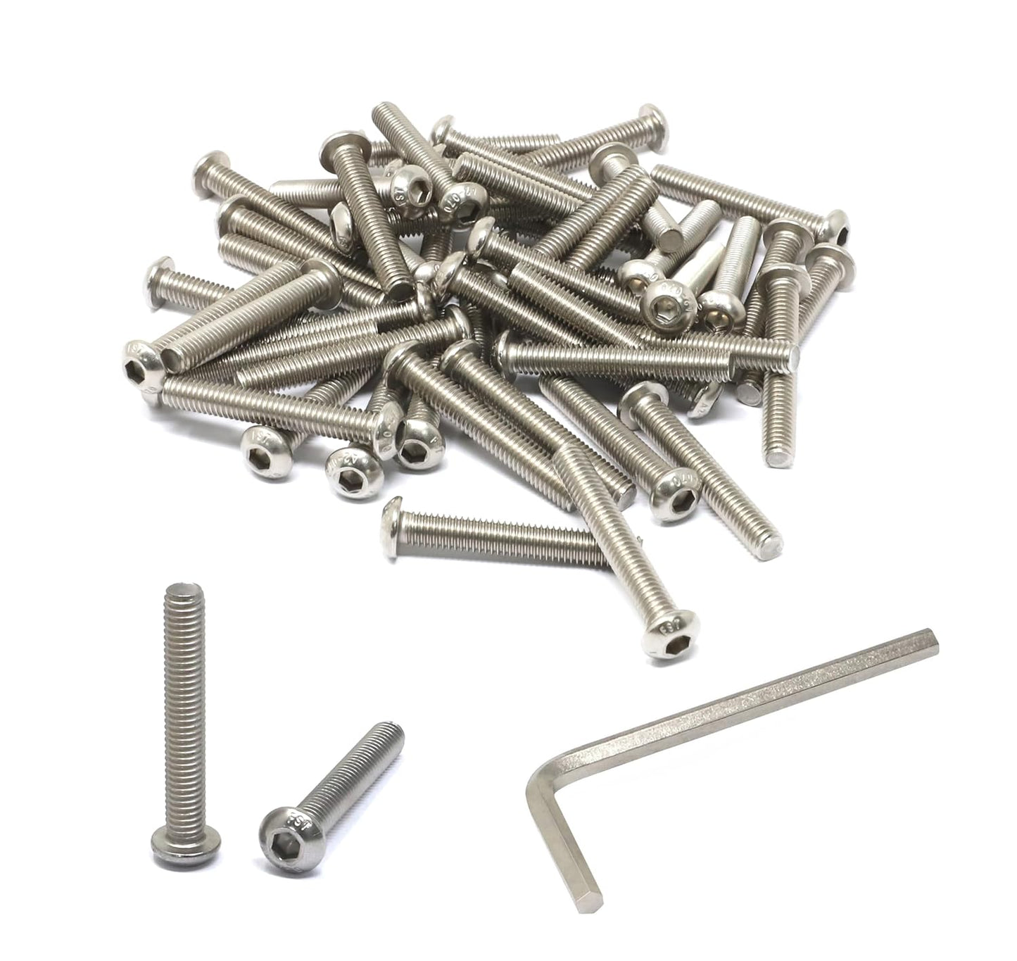 iexcell 50 Pcs M6 x 20mm Thread Pitch 1 mm Stainless Steel 304 Hex Socket Button Head Cap Screws Bolts Kit