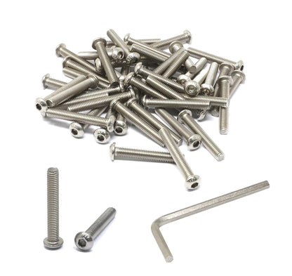 iexcell 50 Pcs M6 x 20mm Thread Pitch 1 mm Stainless Steel 304 Hex Socket Button Head Cap Screws Bolts Kit