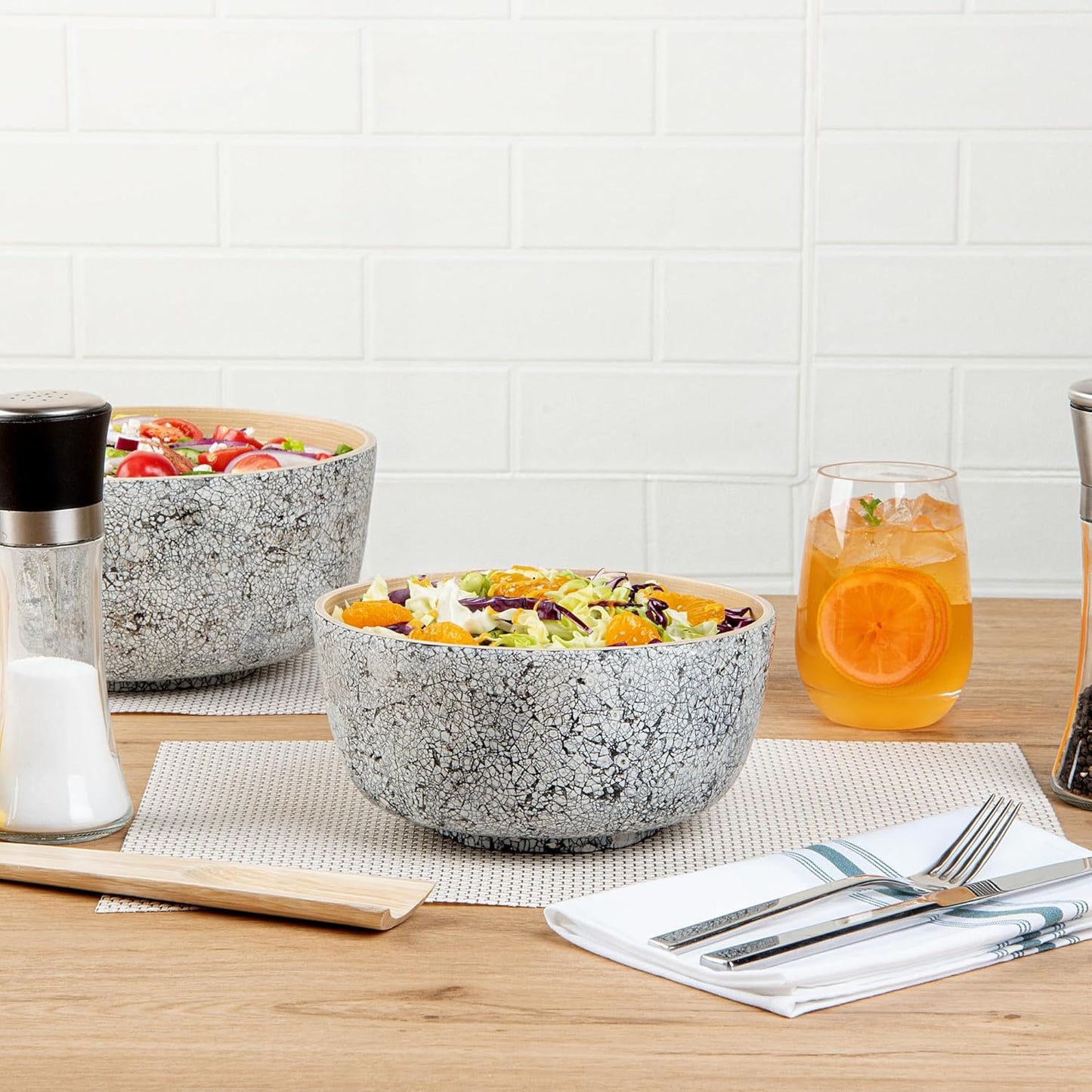 Restaurantware-Bambuddha 15 Ounce Small Salad Bowl, 1 Heavy-Duty Round Salad Bowl - Sustainable, Reusable, Black Bamboo Serving Dish, for Serving Salads, Fruits, and Appetizers