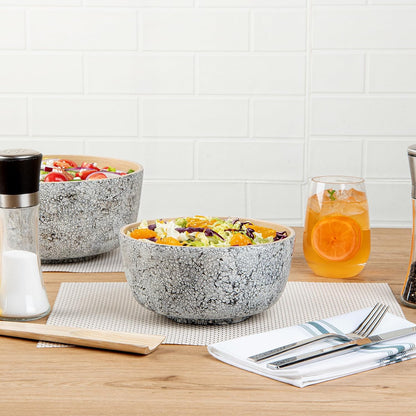 Restaurantware-Bambuddha 51 Ounce Extra Large Salad Bowl, 1 Heavy-Duty Round Salad Bowl - Sustainable, Reusable, Blue Bamboo Serving Dish, for Serving Salads, Fruits, and Appetizers