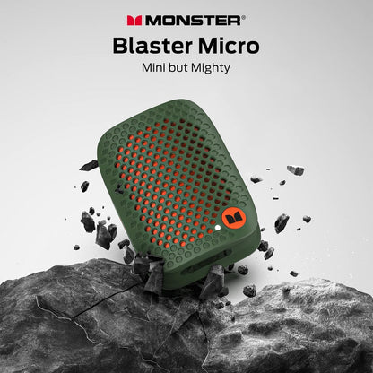 Monster Blaster Micro Clip on Bluetooth Speaker, Wireless Wearable Speaker for Hands-Free Calls and Music, Mini Small Portable Speaker for Workout, Cycling, Running, TWS, IPX7, 12H Playtime, Blue