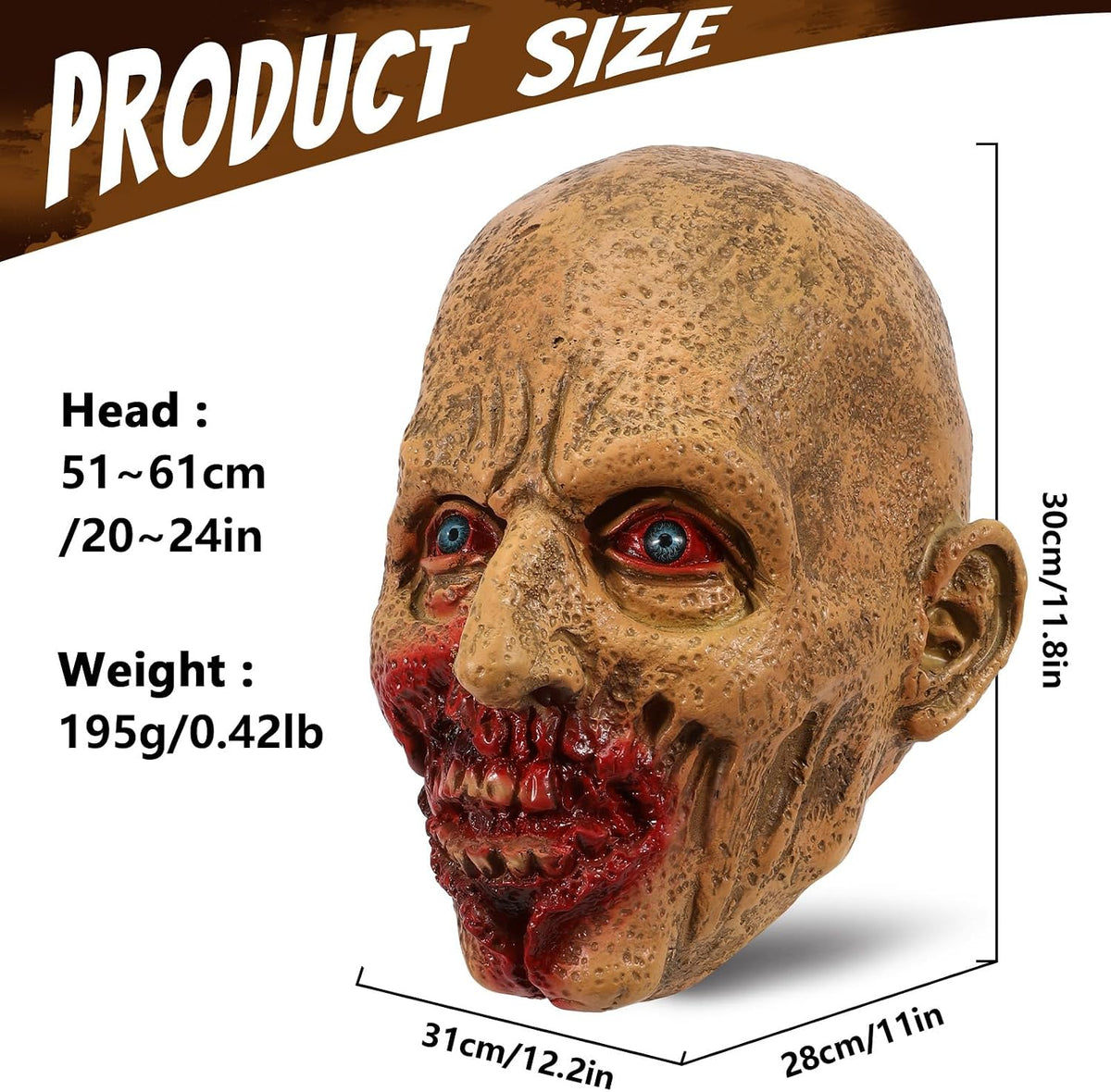 Scary Halloween Zombie Mask Realistic Walking Dead Demon Monster Mask Halloween Costume Cosplay Props