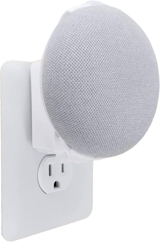 The Nest Mini Backpack 2nd Gen 2019: The Simplest and Cleanest Outlet Wall Mount Hanger Stand for NEW Google Nest Mini - No Cord Wrapping Required - Designed in USA (White)